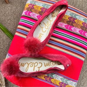 Sam Edelman Farina Red Suede Ballet Shoes